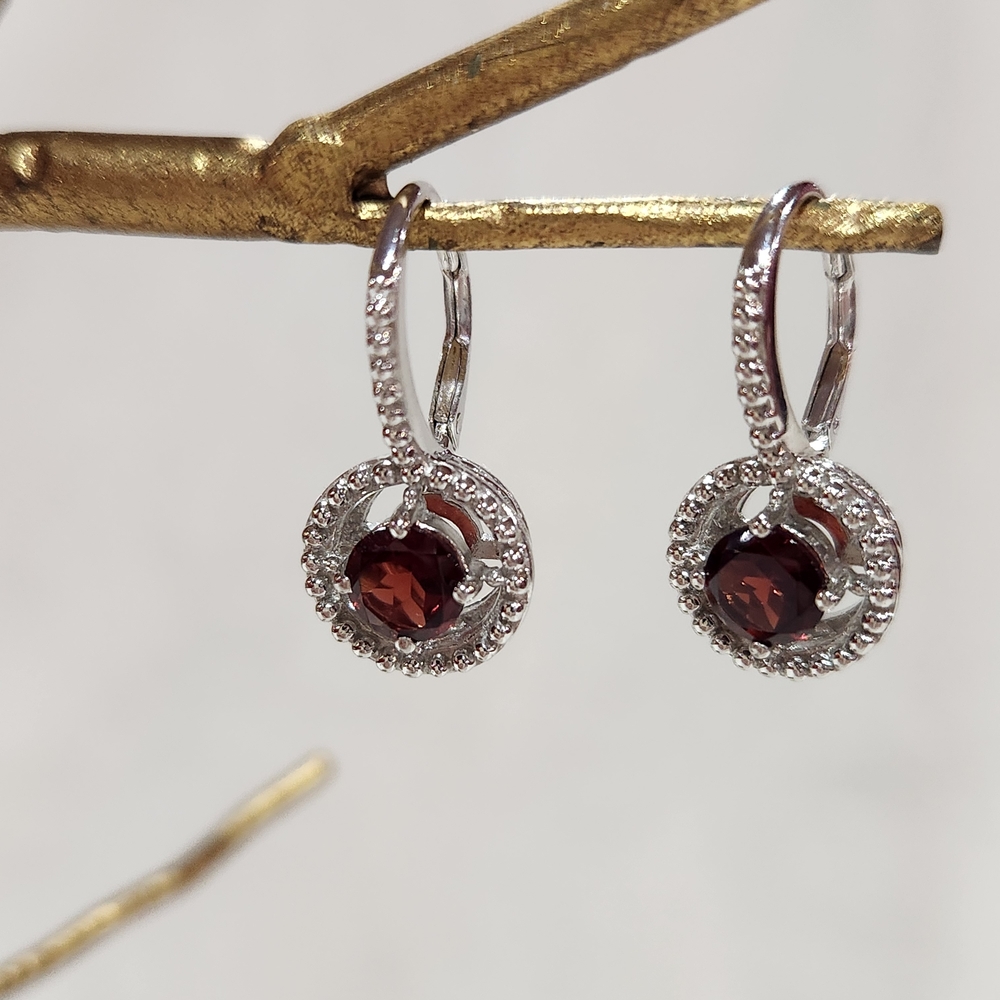 Sterling Silver and Garnet Earrings